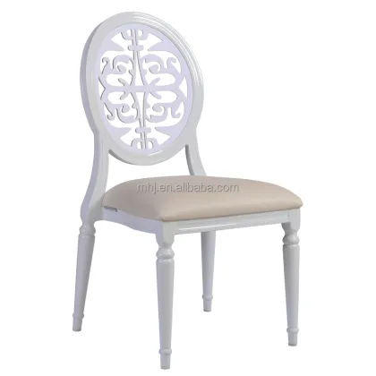 White PU Leather French Louis Style Modern Upholstery Hotel Dining Room Event Chair