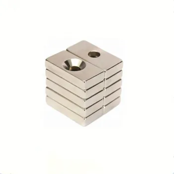 Strong N52 Rectangular Countersunk Hole Neodymium Magnet N35 Grade Permanent Industrial NdFeB Composite