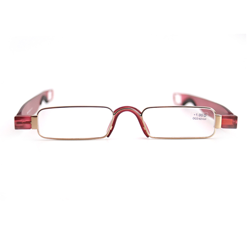Óculos de leitura vermelha de prescrição dobrável e elegante
