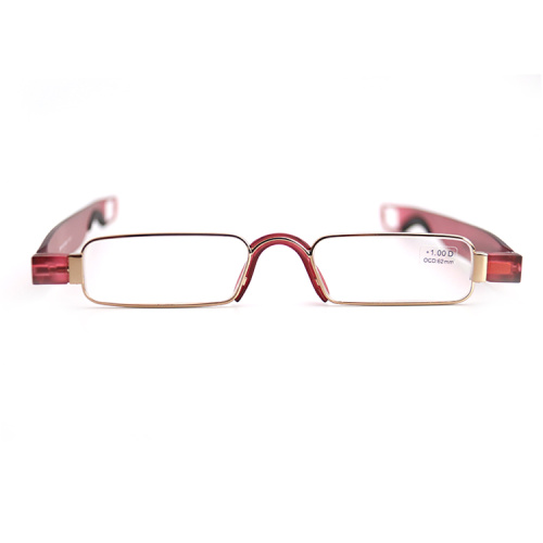 Gafas de lectura roja con receta de plegamiento transparente elegante