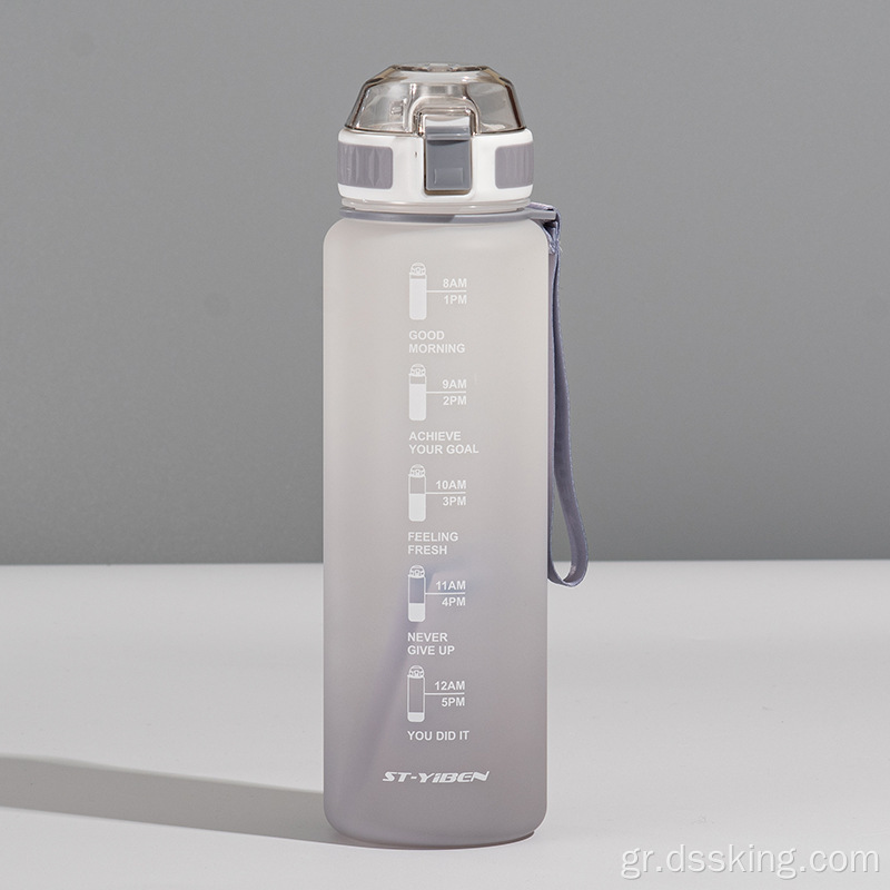 BPA ελεύθερη γυμναστική αθλητική κανάτα διαρροή μπουκάλι νερό με δείκτες χρονοδιακόπτη