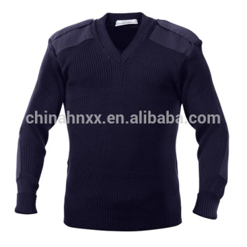 Acrylic man v neck military sweater