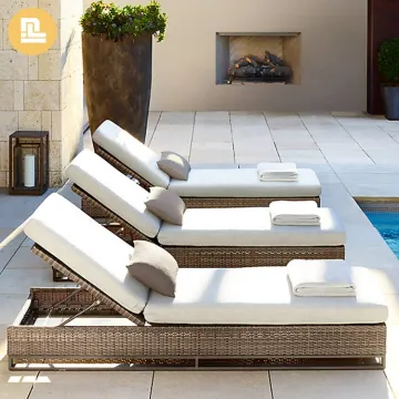 Outdoor Rattan Sun Lounger Chair for Hotel Swimming Pool Backyard Furniture