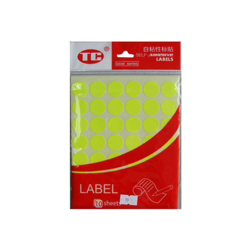 Yellow Color Indication Label Stickers 10 Sheets Diameter 19mm