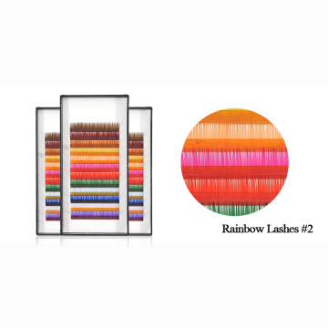 Individual carnival colored rainbow lash extension