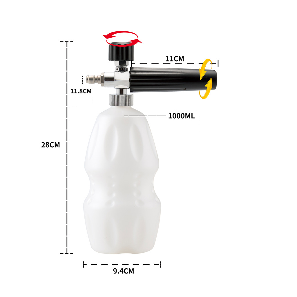 Alta calidad con 1/4 "rápido 1 L pistola de lavado de coches a presión de cañón de espuma ajustable para fiestas