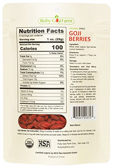 Pacote Orgânico Seco de Goji Berry 8oz