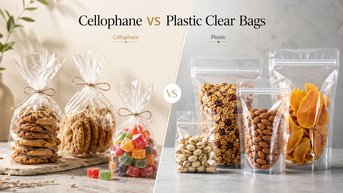 Cellophane bags vs plastic clear bags for food
