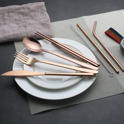 Wholesale Restaurant Golden Flatware Outdoor Drinking Straw