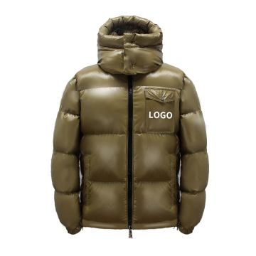 Aangepaste designer Wind Breaker Puffer Jacket met logo - Witte Duck Down Coats for Men