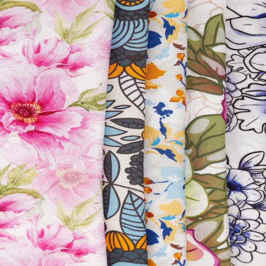 Light Weight Flower Design Custom Printed 100% Rayon Woven Fabric - Price Per Meter