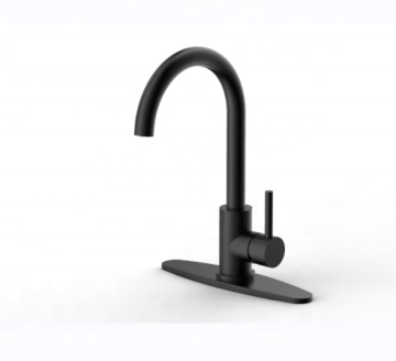 Matt Black 304 Stainless Steel Single Handle Kitchen Faucet with Plate - NS9005-MB