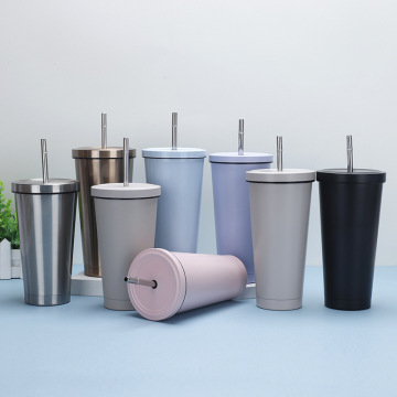 Custom Logo 500ml 750ml Coffee Mug Stainless Steel Vacuum Insulated Double Wall Cup Travel Tumblers with Lid and Straw