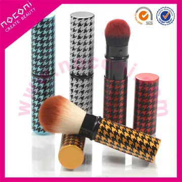 Noconi Nylon Hair Makeup Retractable Blush Brush, Houndstooth Pattern Powder Brush