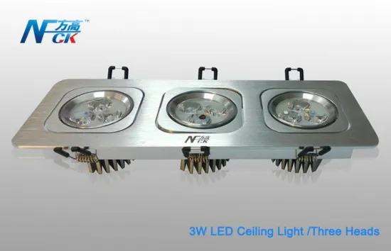 Three Heads 9w Ac Led Ceiling Lighting Fixture For Meeting Room