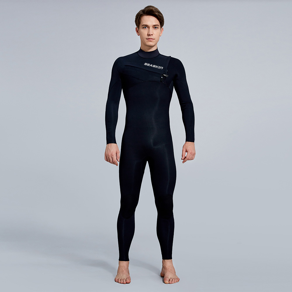 Seaskin Mens 3/2 가슴 지퍼 증기선 wetsuit