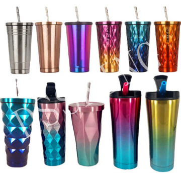 Gradient stainless steel straw cup