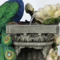 Resin Peacock and Flower Outdoor Fountain