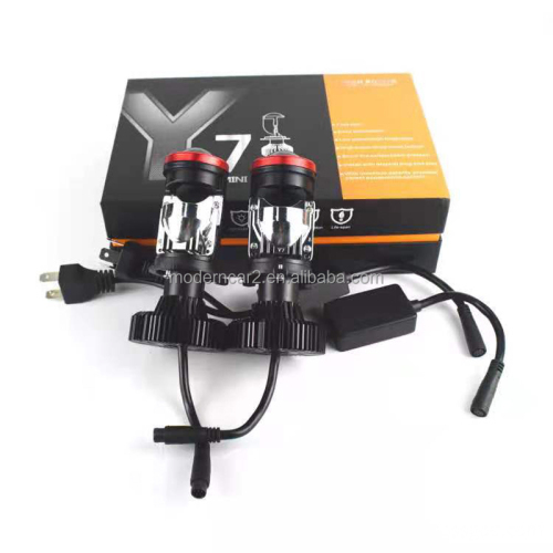 130W Y7 H4 LED Headlights with Mini Projector Lens - 6000K 12V High/Low Beam Auto LED Lights