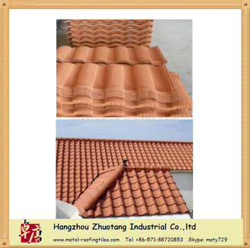 clay color roof tile / light weight classic type stone coated metal roof tile