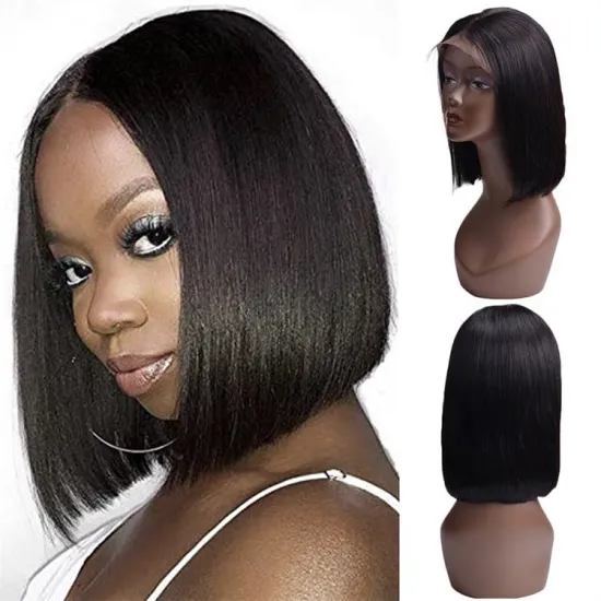 Wholesale Price Natural Color Human Hair Virgin Brazilian Cuticle Aligned Hair Lace Front Bob Brazilian Wigs  Extensions