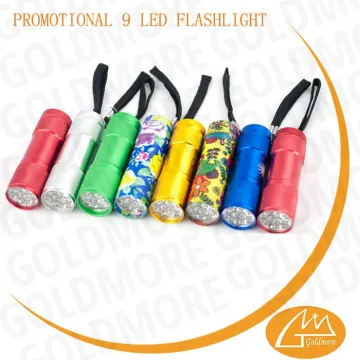 Goldmore2 Colorful heat tranfer printing mini cheap 9 led aluminum flashlight manufacturer, Flower 9 led flashlight