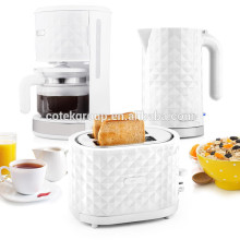 China supplier diamond design 2 Slice toaster kettle Coffee machine set