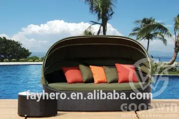 GW2024set rattan garden furniture daybed sun lounge with tent