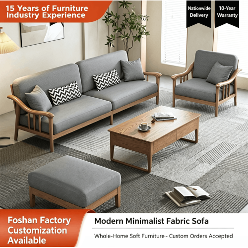 Set Sofa Fabrik Kayu Pepejal Nordic