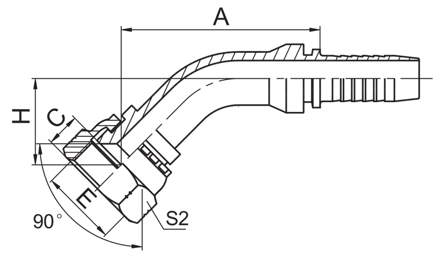 45 Sae Female 90 Cone Seat Hydraulic Fitting Drawings