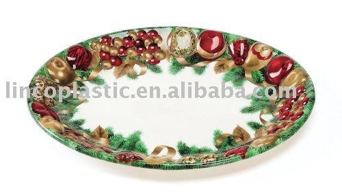 Hot Sale Plastic Christmas Oval Tray