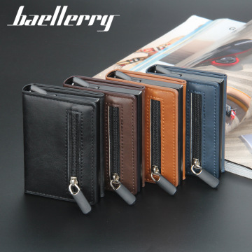 Men's RFID-Blocking Aluminum Card Holder with Automatic Pop-Up Function and Coin Purse