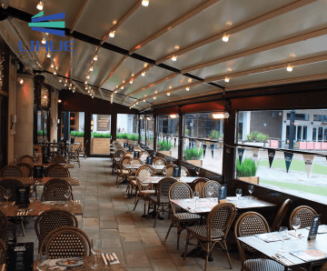 Custom Size Motorized Sunshade Awning for Restaurants