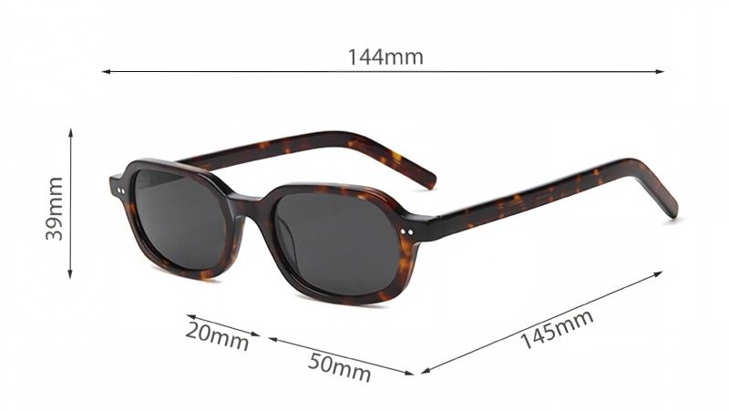 Mellume Retro Rectangular Acetate Sunglasses ME2088 Size