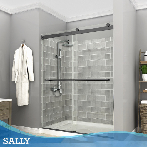 SALLY MattBlack Double Sliding Bypass 8mm Shower Doors