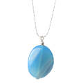 Natural Gemstone Agate Necklace with Silver Chain