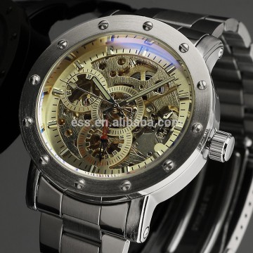 Full Steel Big Dial Skeleton Mechanical Watch Transparent Mechanical Watches WM392