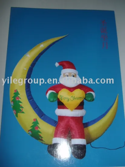 santa inflatable/santa sit on moon/1.8M santa inflatable moon