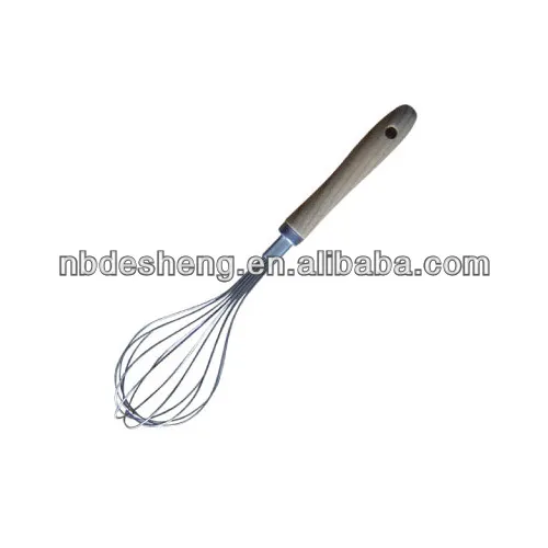 wood handle stainless steel whisk Egg Beater