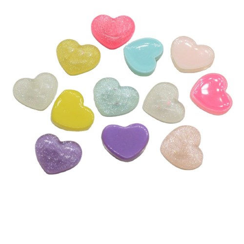 New Fashion Glitter Heart Cabochon Resin Love Heart for Jewelry Making Earring Accessory