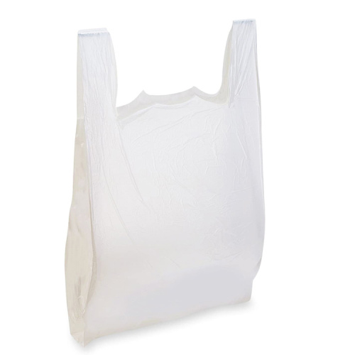 Supermarket plastic clear bag vest handles bags t shirt shopping plastic bags with own logo