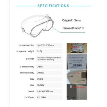 lunettes de protection contre les éclaboussures chimiques