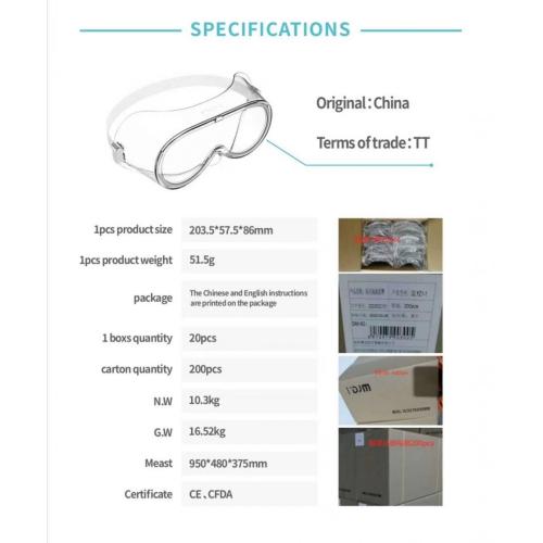 gafas de seguridad contra salpicaduras químicas