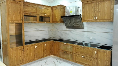 Kd Knock Down L-Shape Home Metal Kitchens Cabinet Kitchen Furniture (JPJ-008)