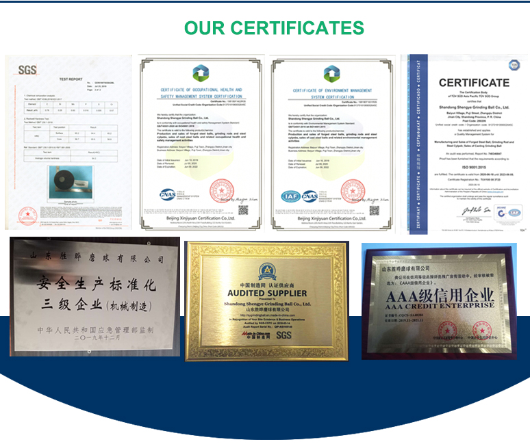 certificates of grinding steel ball