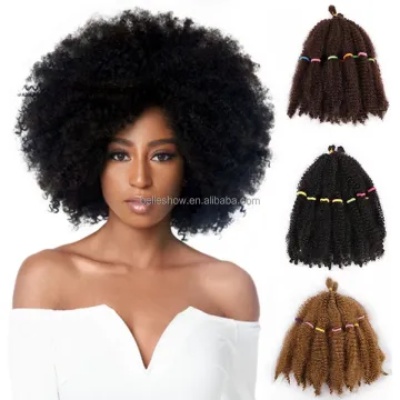 10nches Afro Kinky Bulk Marley Braids Curly Crochet Braiding Hair Afro Kinky Bulk Marley  Hair Synthetic Weaving Hair Extension