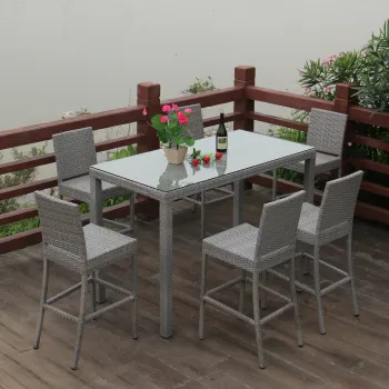 PE Rattan Bar Chairs and Table Sets for Outdoor Garden and Patio