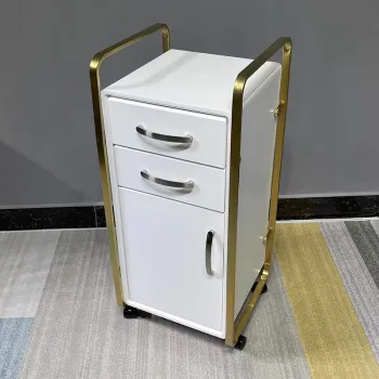 Custom Size High Quality Metal Gold Plated Multi-Drawer Barber Shop Trolley