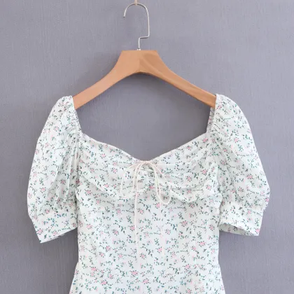 European and American Autumn Women White Flower Dress