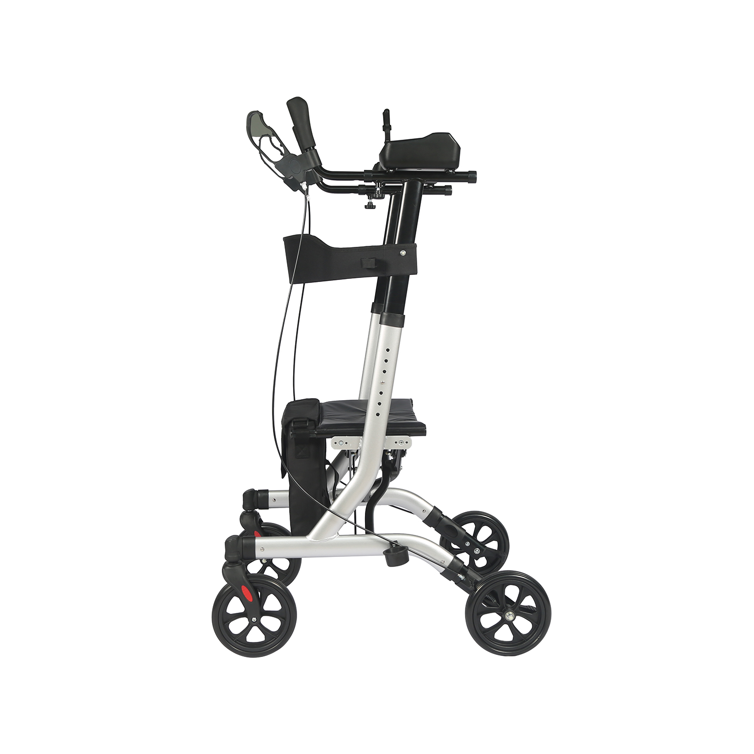 Padded Armrest and Backrest Rollator Walker Tall Rolling Mobility Walking Aid with Basket TRA02C